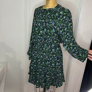 Zara Mini Green Blue Dress Floral Paisley Print Size M Excellent Condition